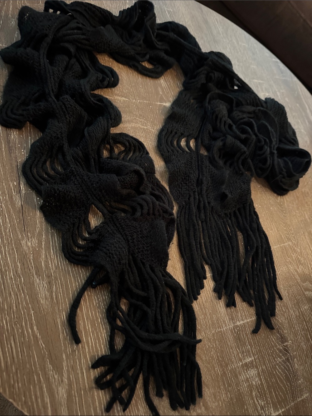 Black Knit Fringe Scarf - Unbranded Women's Accessory